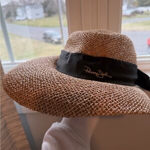 Panama Jack Women's Wide Brim Straw Sun Hat - Natural with Black Band